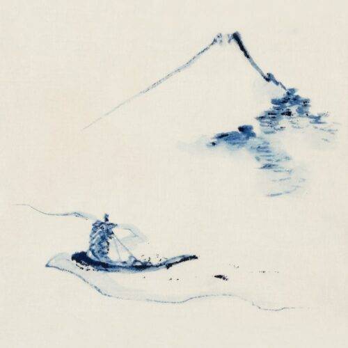 A Person in a Small by Katsushika Hokusai