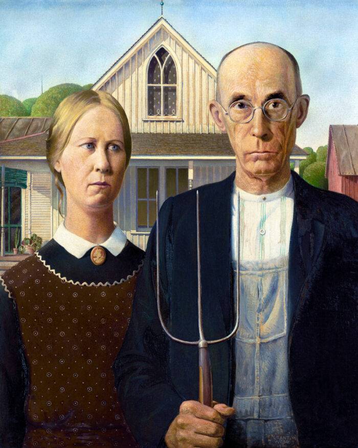 Grant-Wood's-American-Gothic-(1930)-famous-painting